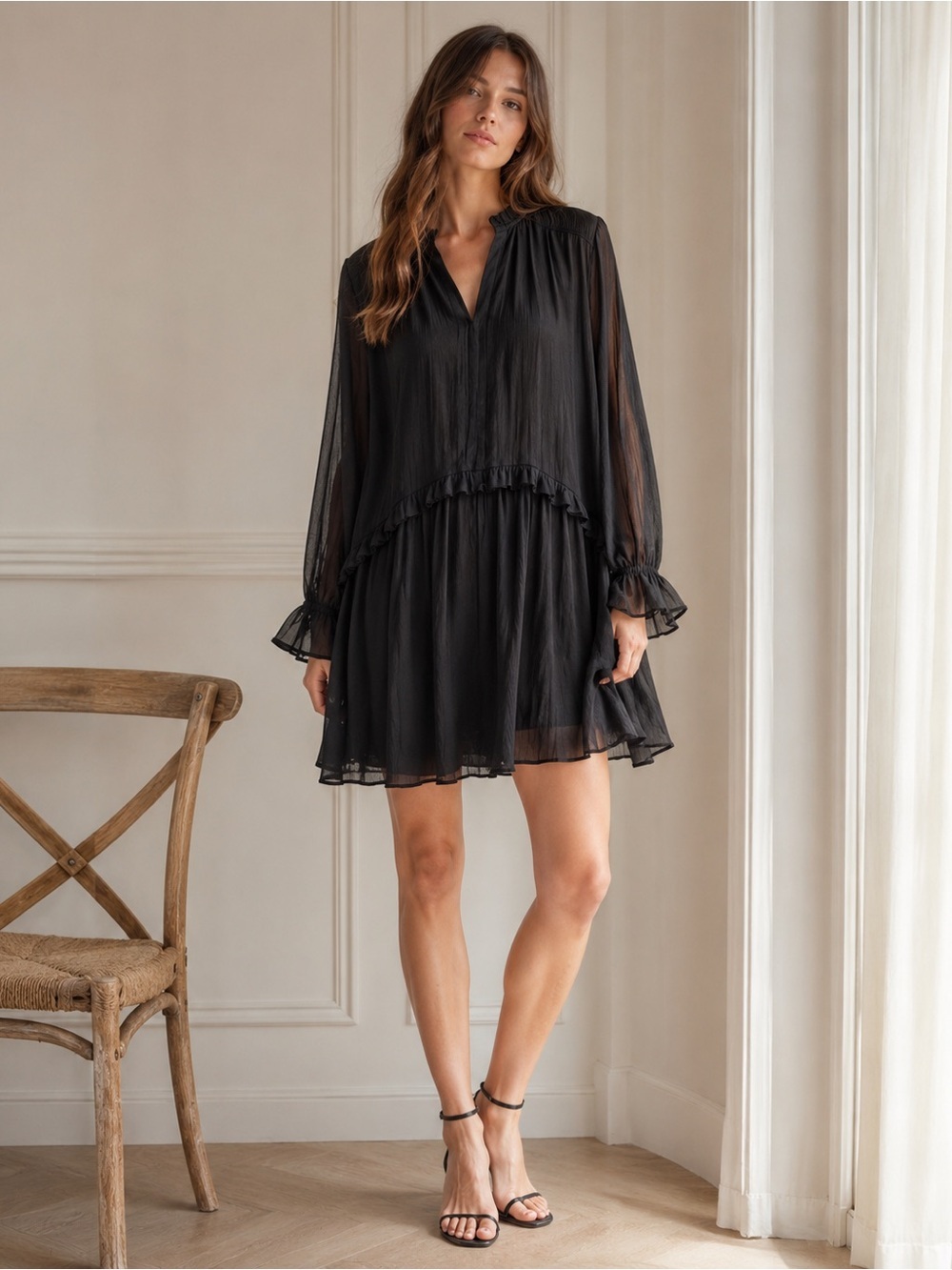 Zara oversized black dress Small 9878/085